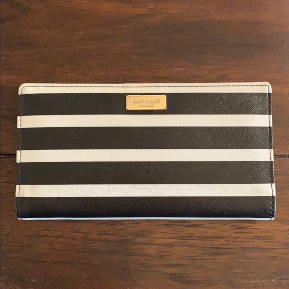 Kate Spade black and white striped wallet